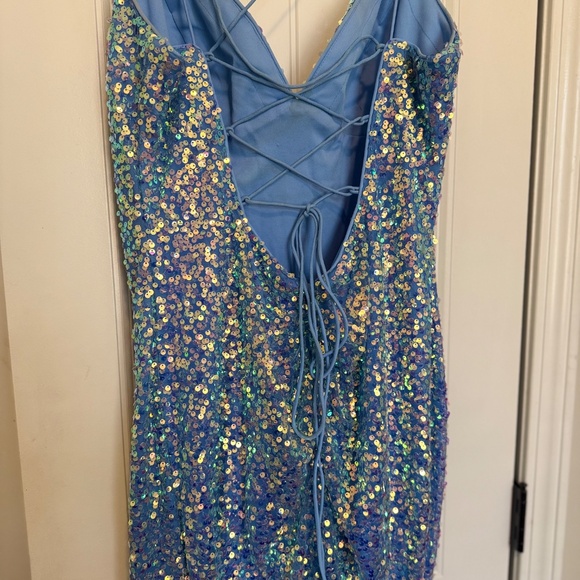 Amarra Blue Sequin Formal Gown - Picture 3 of 5